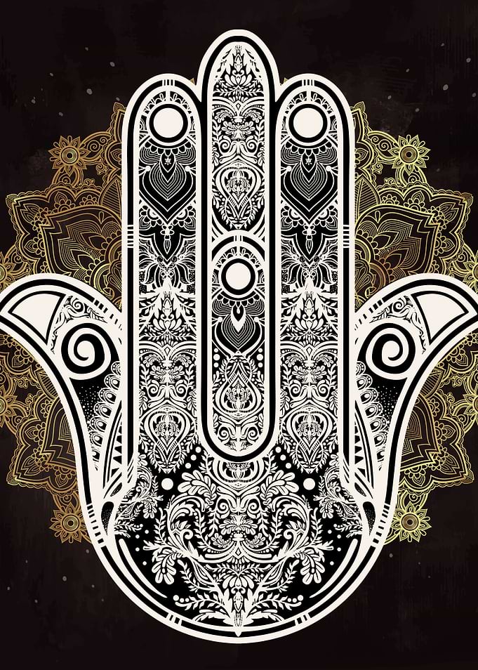 Hamsa on Mandala