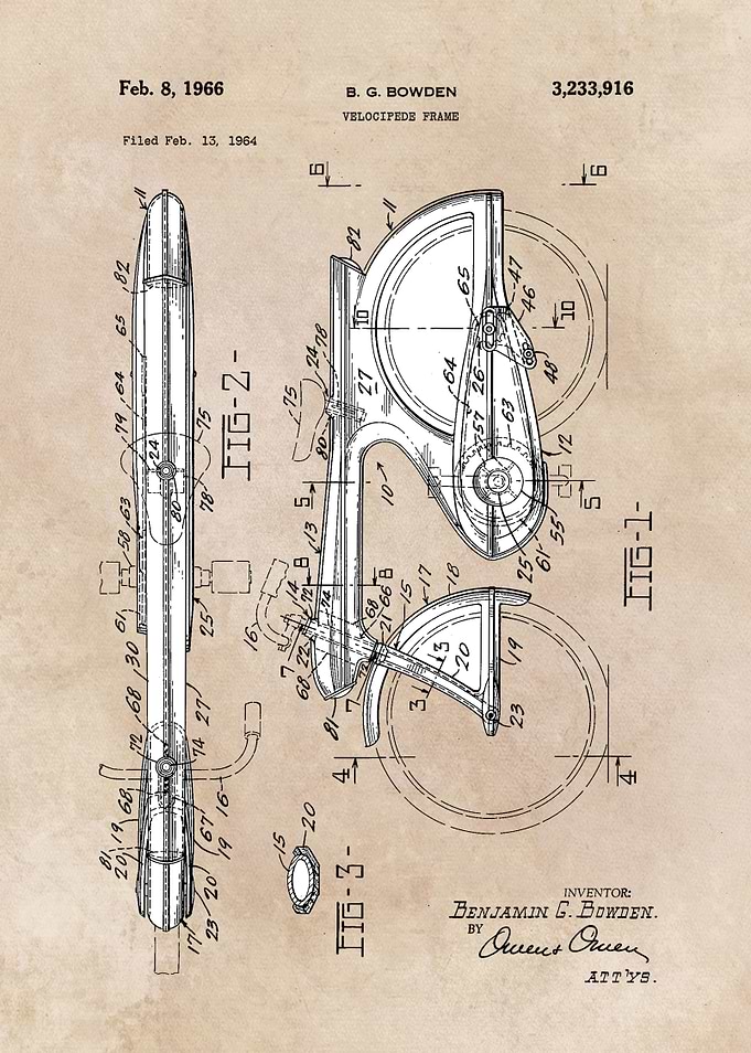 patent Bowden 1966 velocip