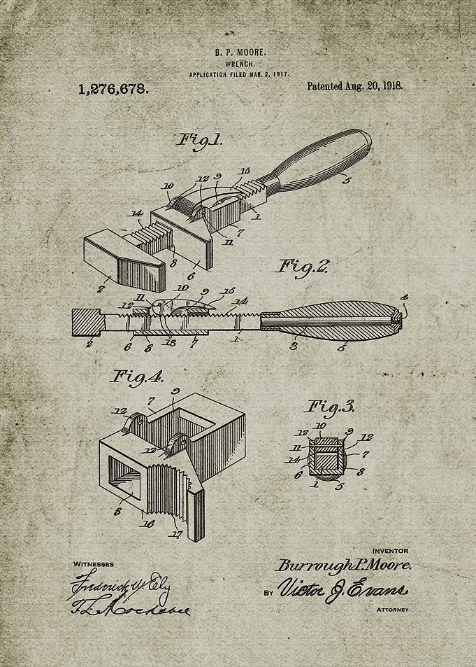 1917 Wrench-Patent Drawing