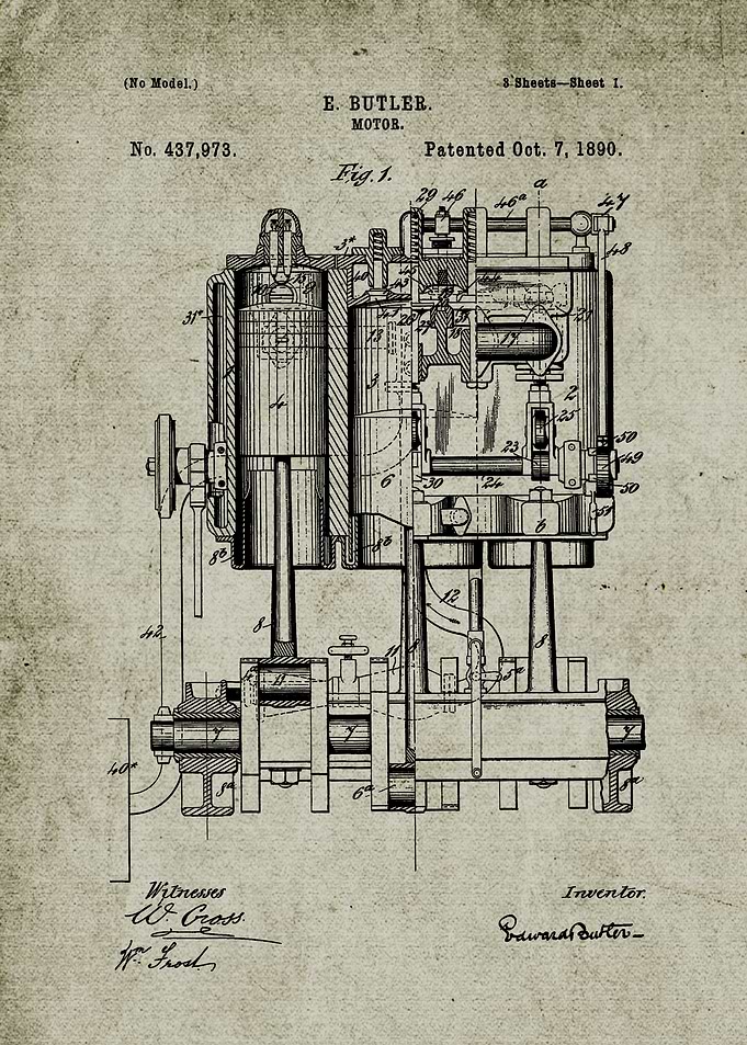 1890 Motor-Patent Drawing