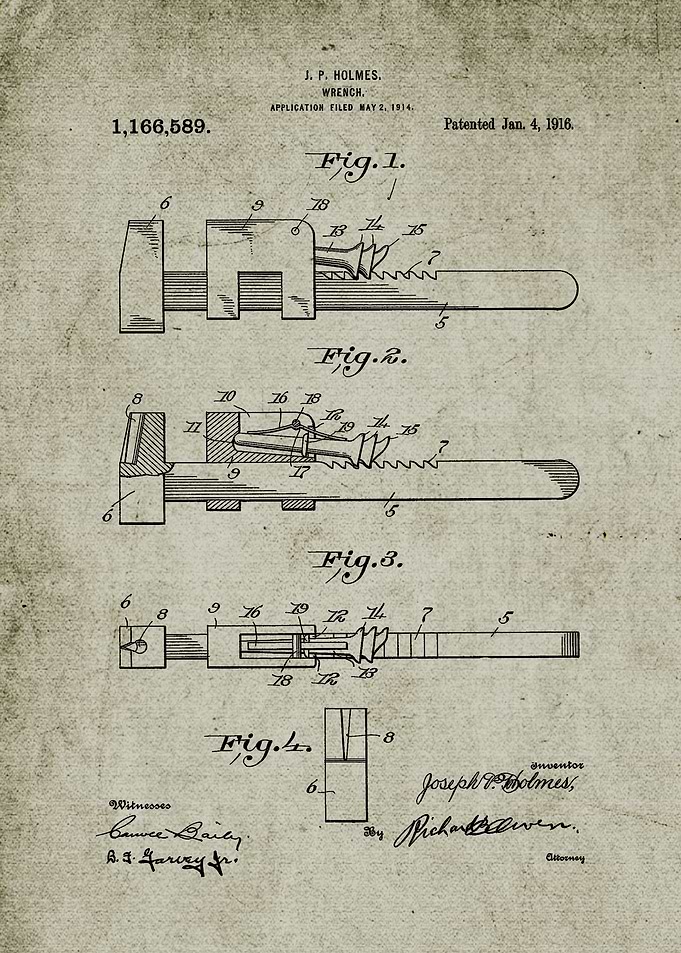 1914 Wrench-Patent Drawing