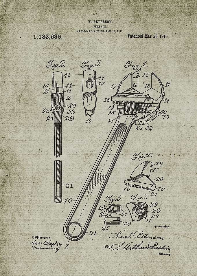 1915 Wrench-Patent Drawing