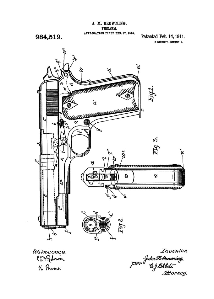 1911 Firearm - Patent