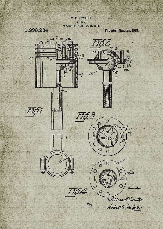 1918 Piston-Patent Drawing