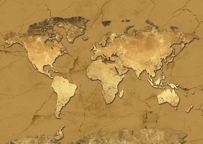 world map gold
