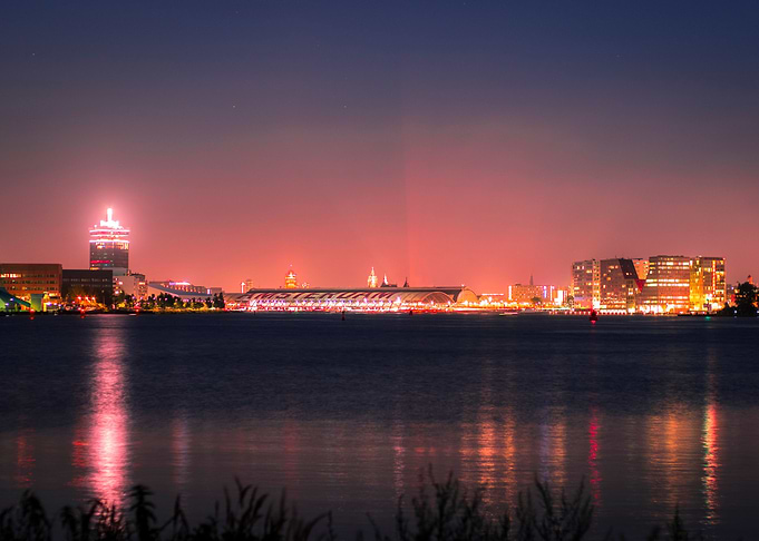 Amsterdam night skyline