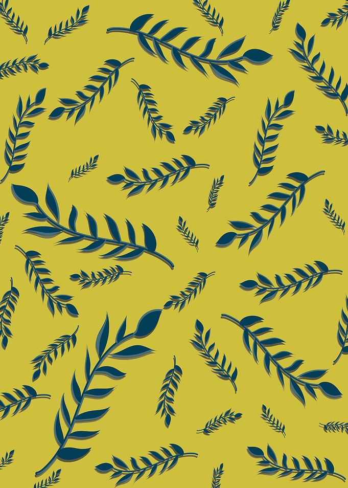 Yellow base leafy pattern