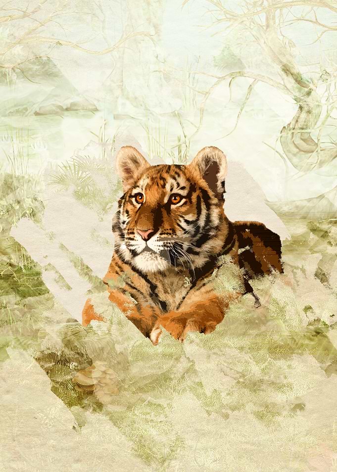 Tiger Cub - Mixed Media