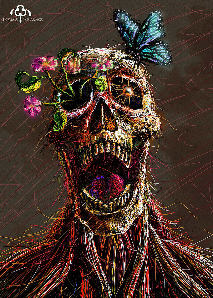 skull and lines