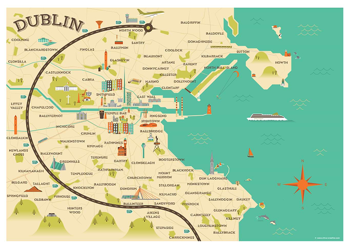 Retro Dublin Map