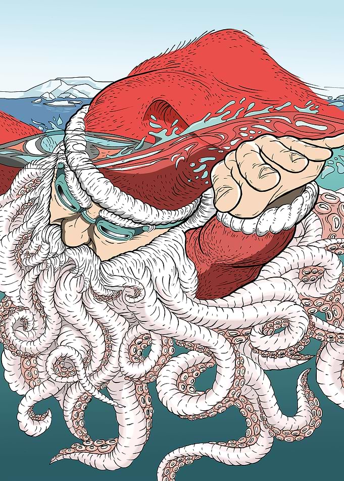 Swimming Santa Claus