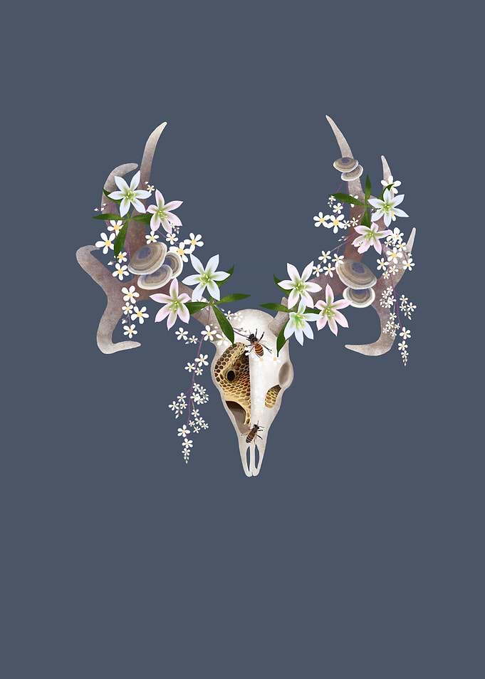 Floral Deer Skull