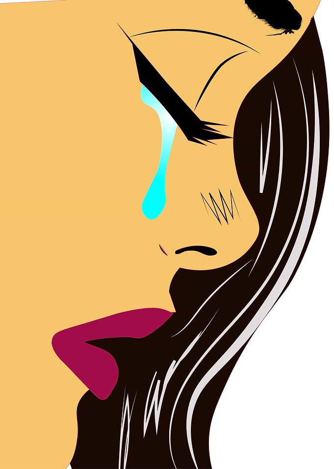 Girl with teary eyes