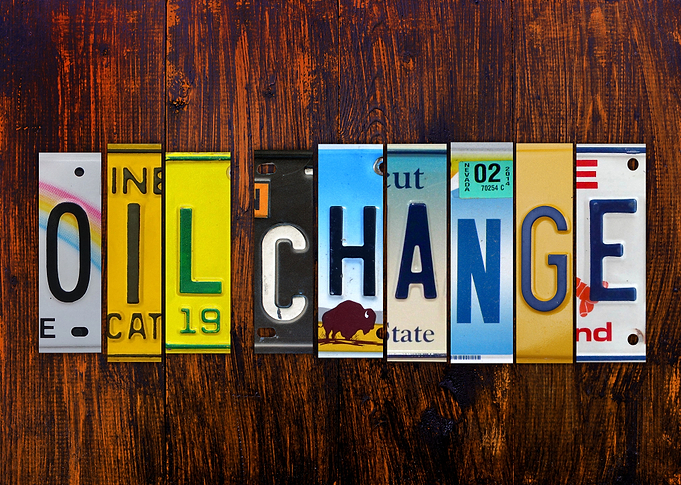 Oil Change Lettering Sign