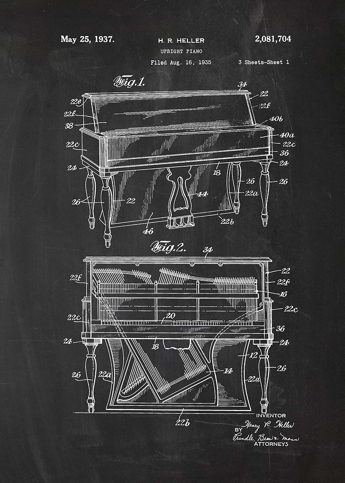 1935 Upright Piano-Patent
