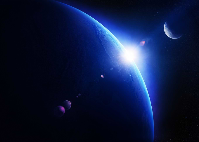 earth moon sunrise