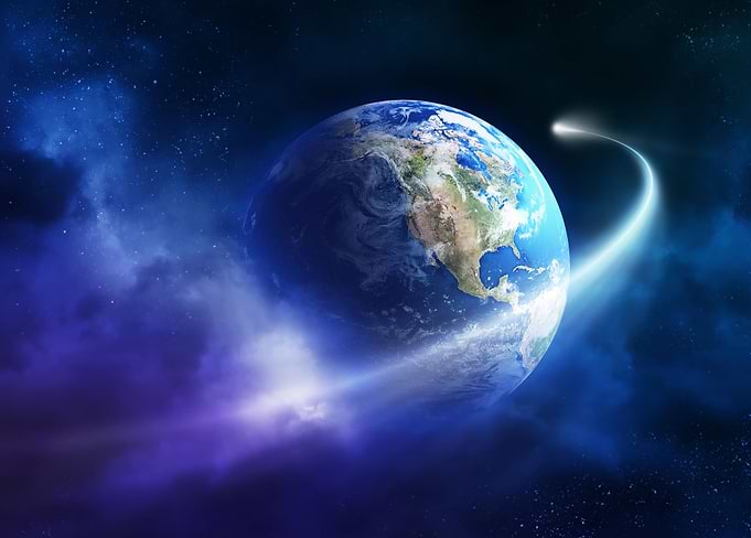 Comet passing earth