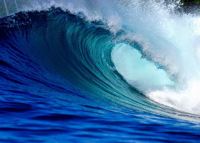 Blue surfing wave