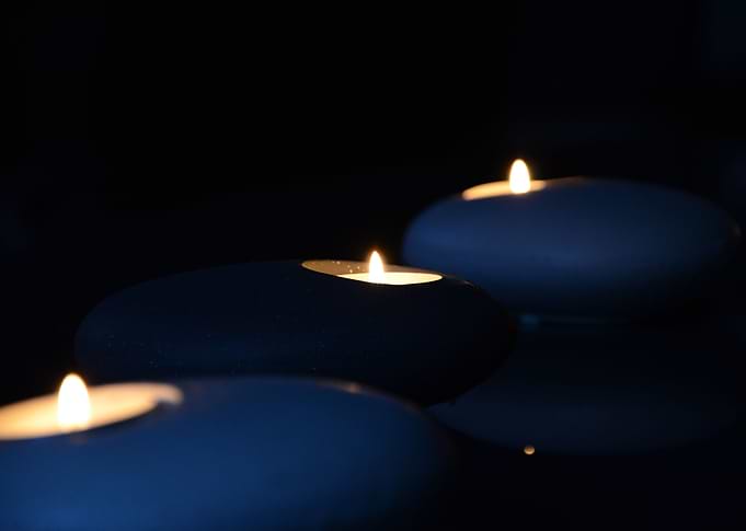Three zen stone candles
