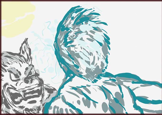 Boy n Wolf, stares