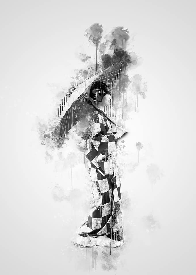 Japanese Girl Black White