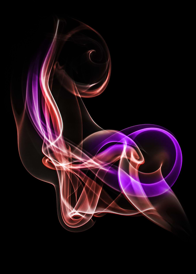 Pink and red smoke swirls