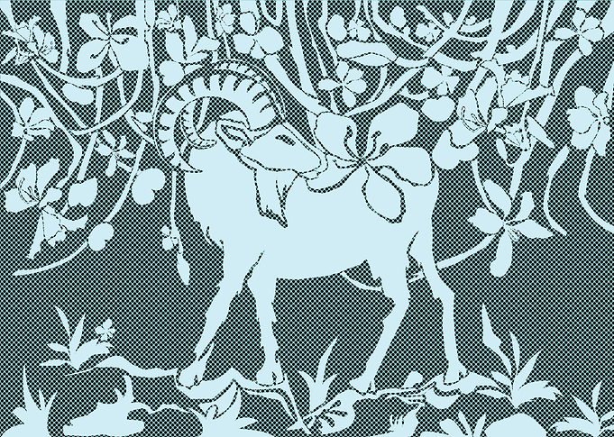 Graphic art goat flowers