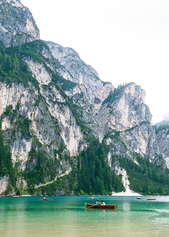 Boat on val gardena lake
