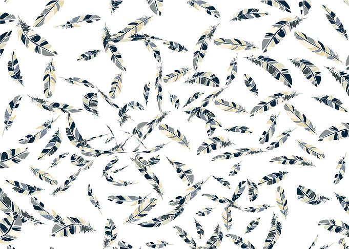 Flying feathers background