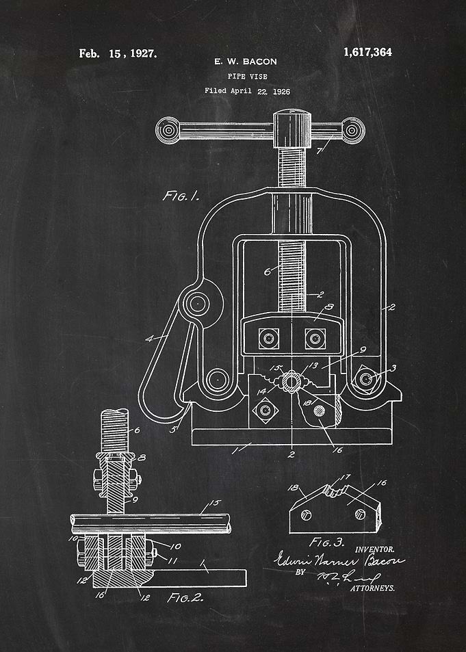 1926 Pipe Vise-Patent