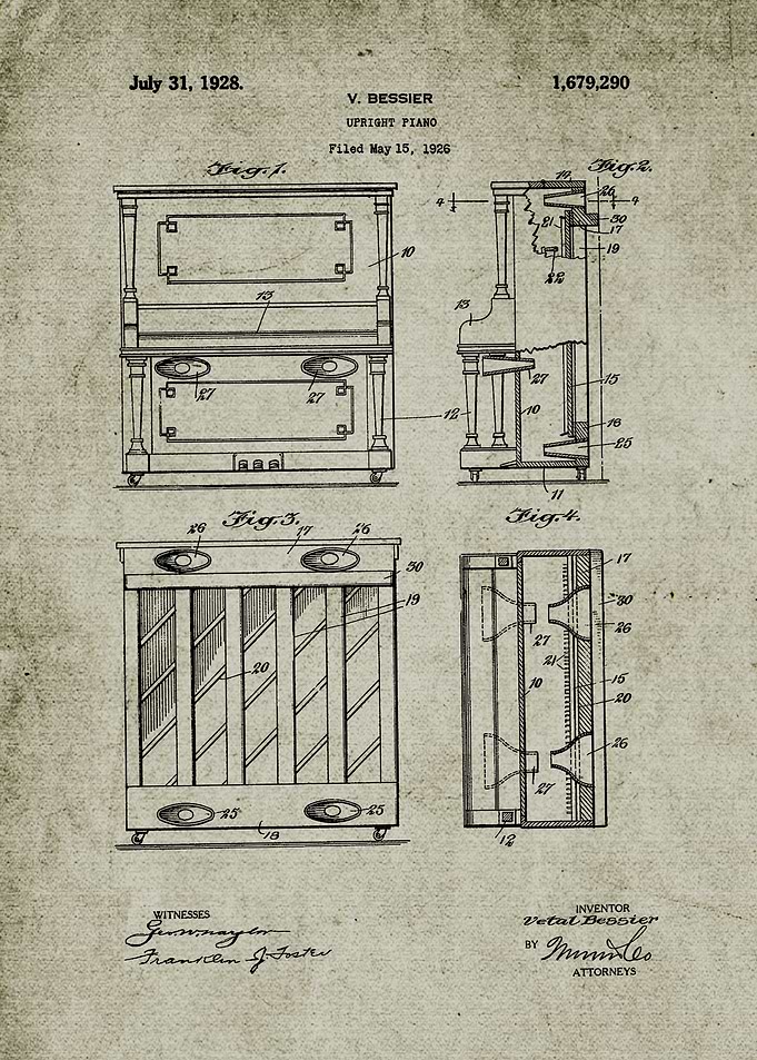 1926 Upright Piano-Patent