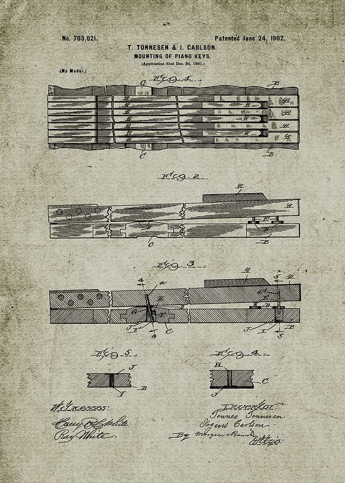 1901 Mounting of Piano Key