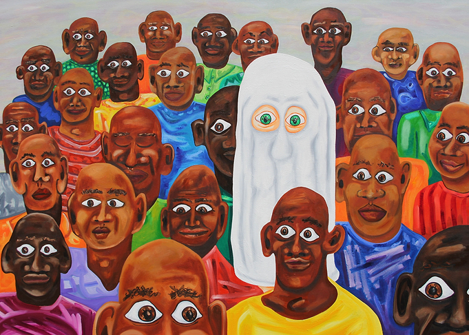 white Ghost in a crowd,