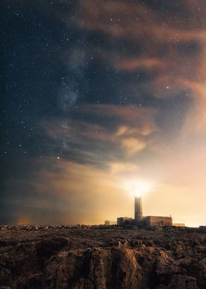 Lighthouse and milky way