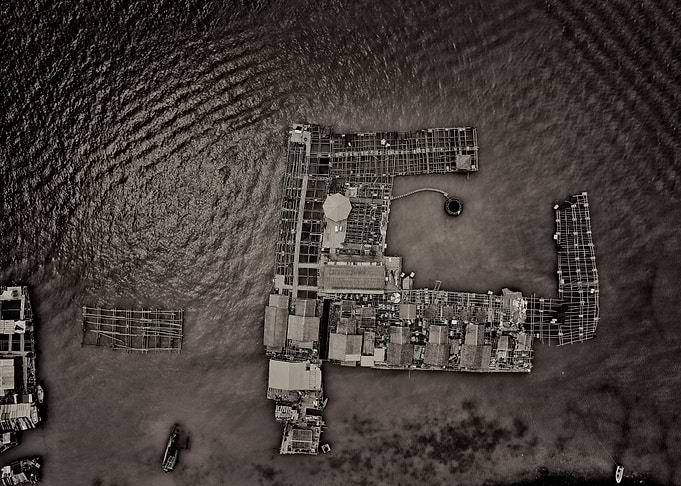 Drone view above water
