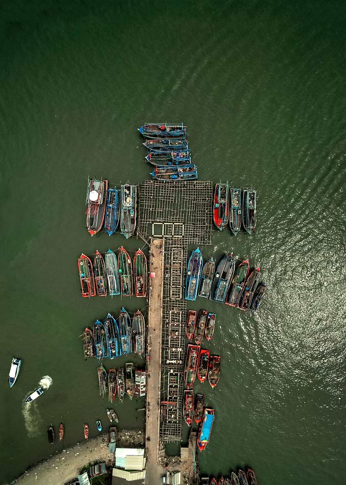 Drone view above water