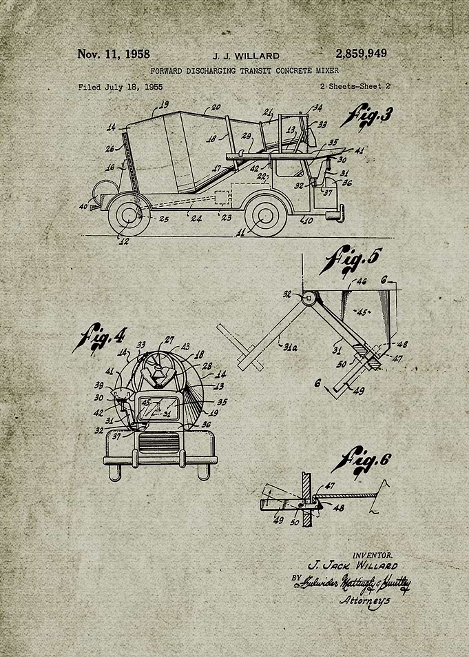 1955 Concrete Mixer-Patent