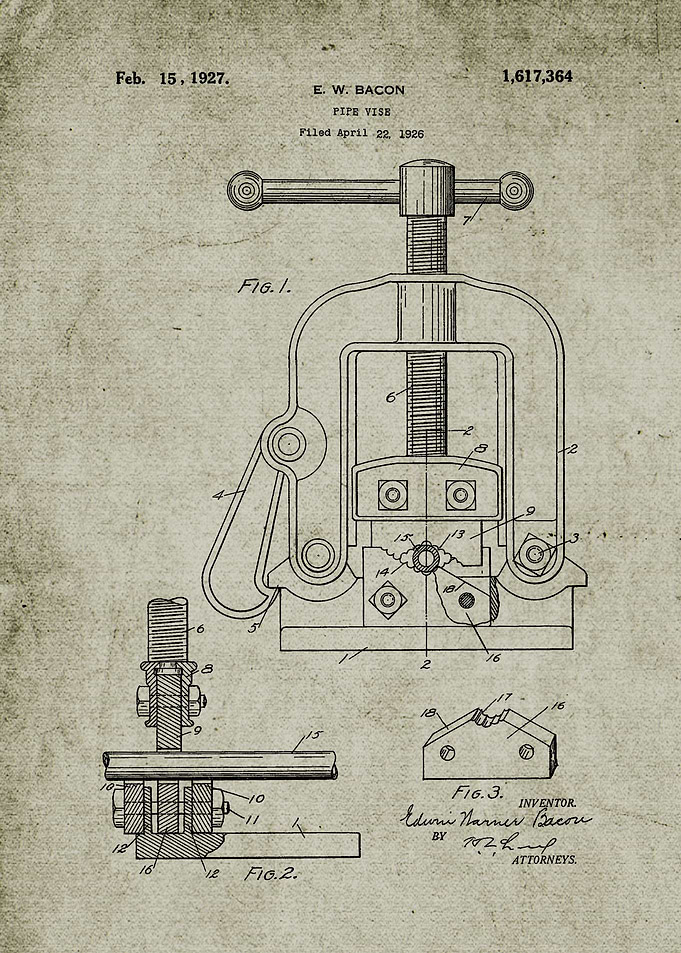 1926 Pipe Vise-Patent