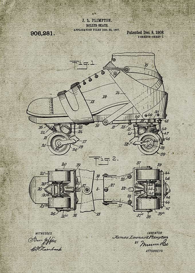 1908 Roller Skate-Patent