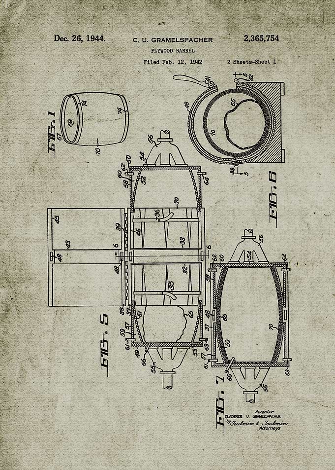 1942 Plywood Barrel-Patent