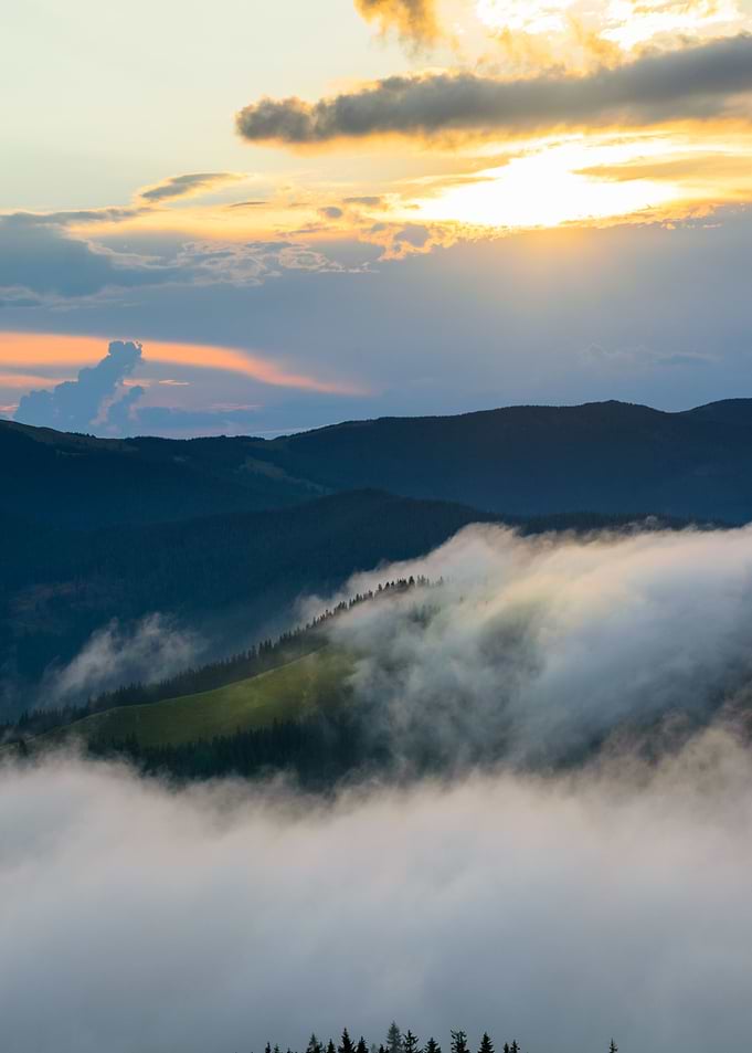 Sunset scene mountaintop