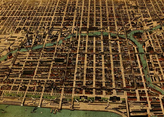 Vintage Map Chicago 1898