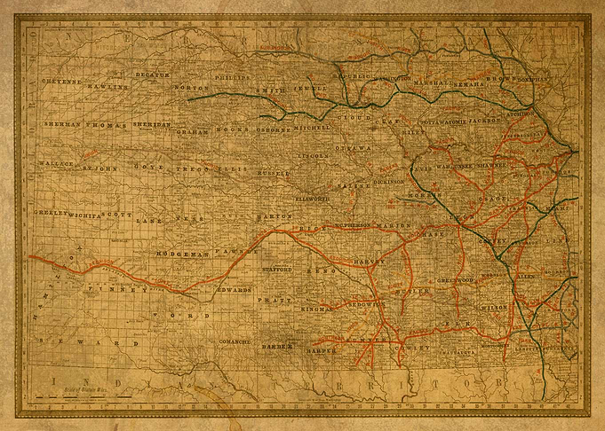 Vintage Map of Kansas