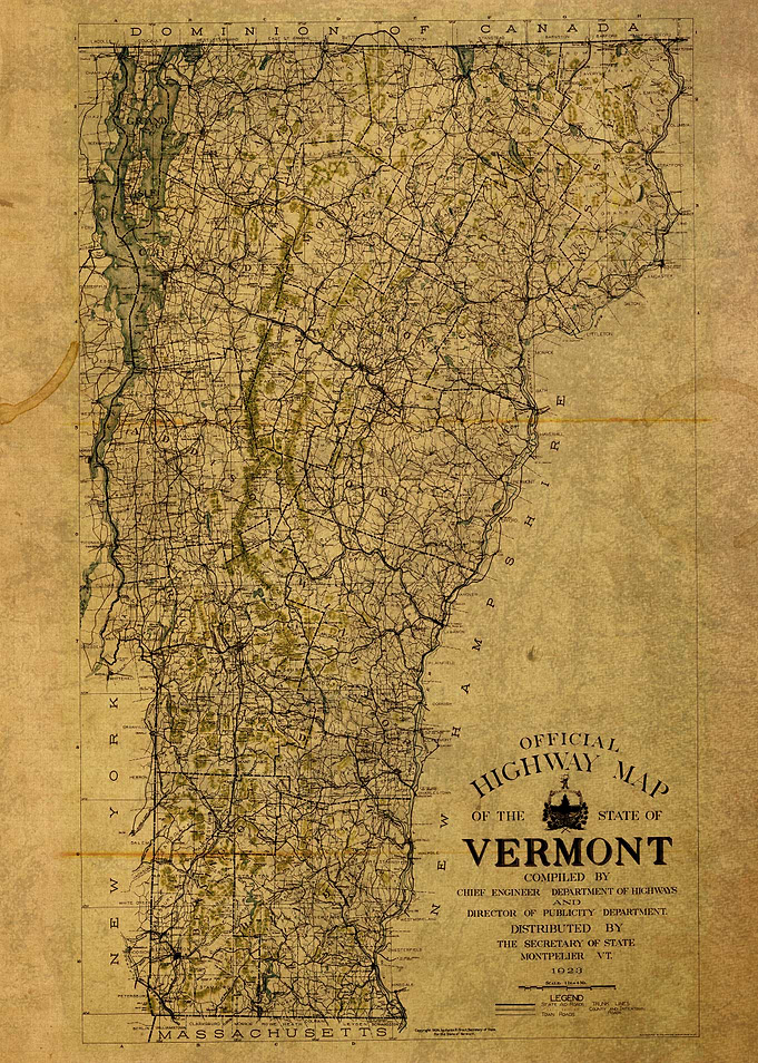 Vintage Vermont Map