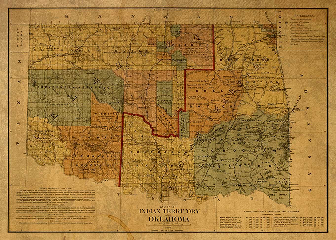 Vintage Map of Oklahoma