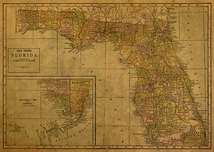 Vintage Map of Florida