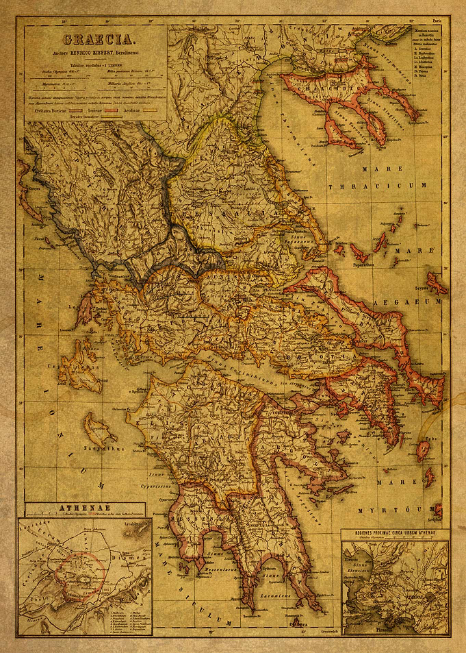 Vintage Map of Greece 1903