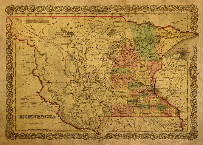 Vintage Map Minnesota 1850
