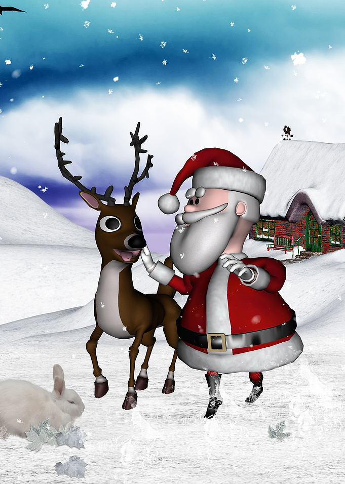 Santa Claus with reindeer