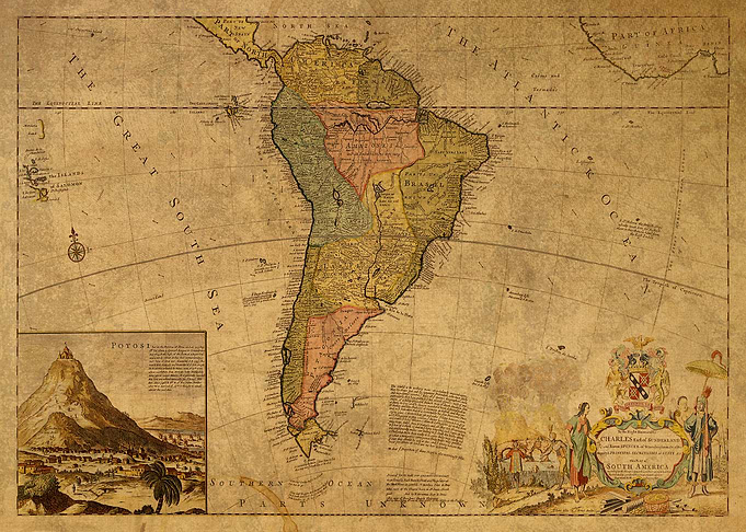 Vintage Map of S America